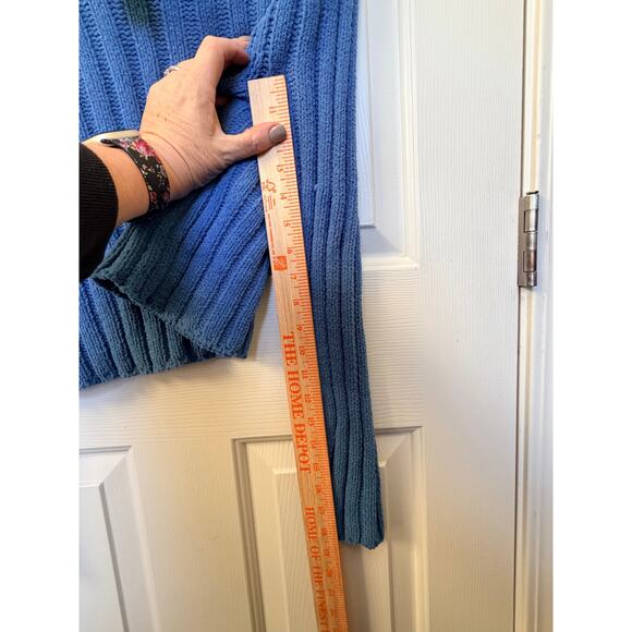 American Eagle Cropped Ombre Blue Ribbed Mock Neck Sweater Women’s XS Soft Knit - Picture 7 of 11